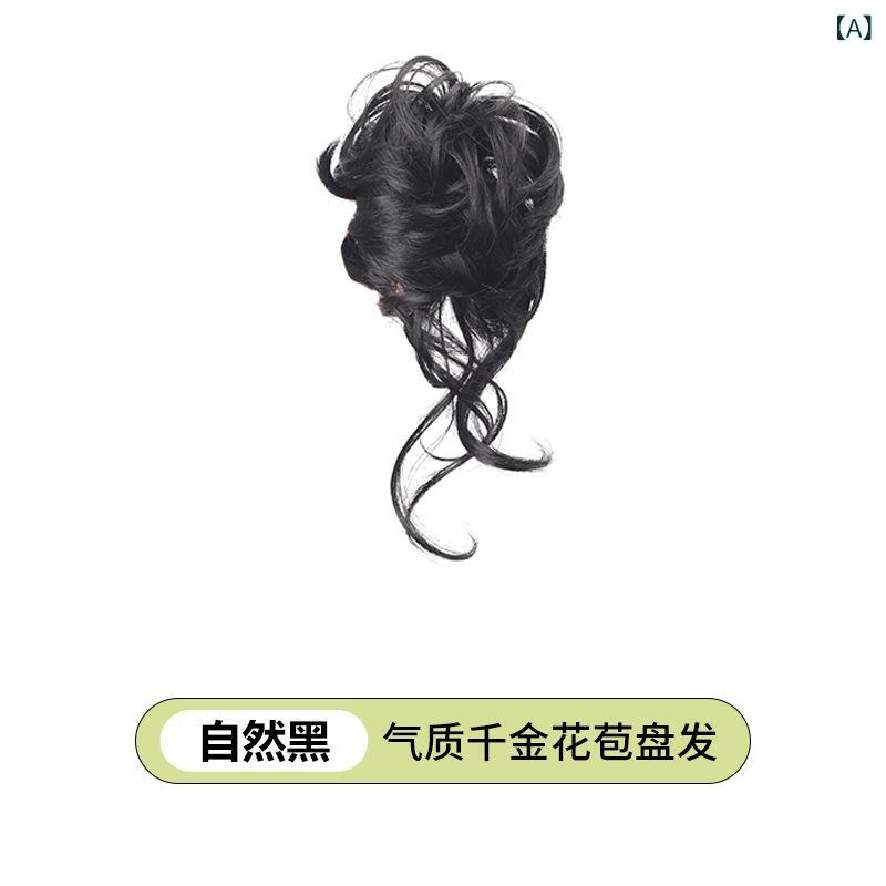 ヘアアクセサリー レディース お団子ウィッグ シュシュ 高温シルク ヘアアレンジ ...