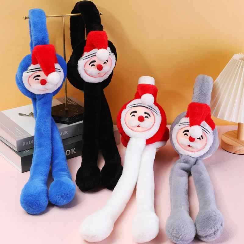 ・素材: 毛绒・対象: 女性・スタイル: 基本型・柄: キャラクター・カラー: ホワイト, ブルー, グレー, ブラック・機能: 防寒, 保温, 护耳・スタイル: かわいい・シーン: アウトドア