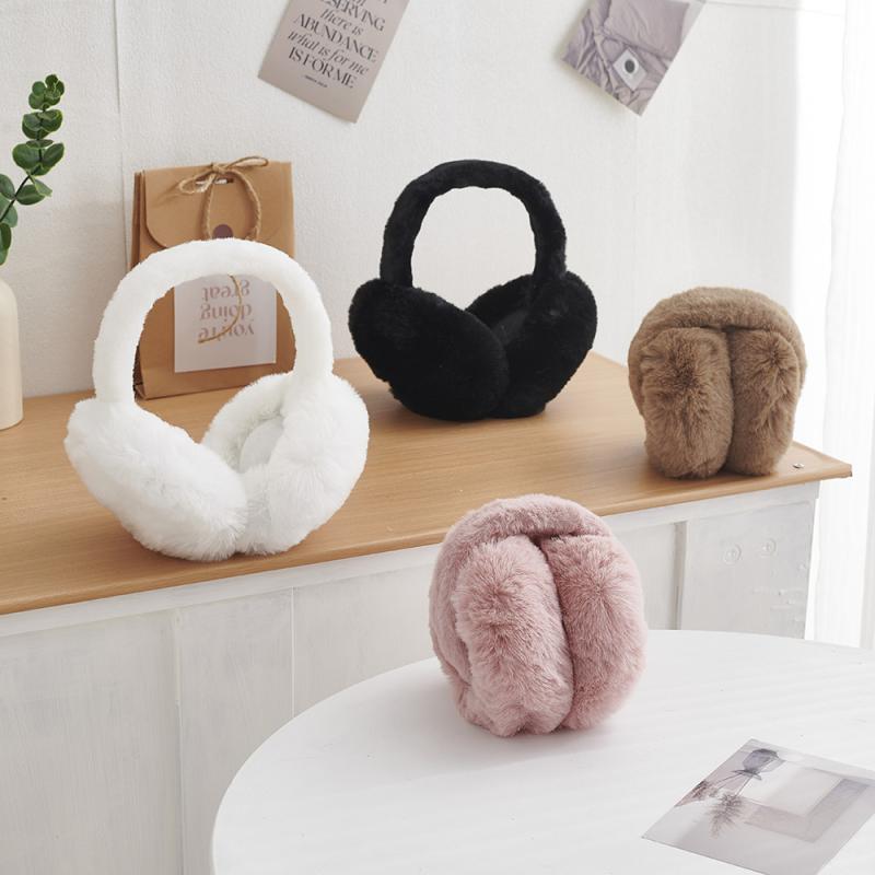 イヤーマフ レディース 秋冬 かわいい ふわふわ ラビットファー風 防寒 耳あて 折りたたみ 学生 無地 ..