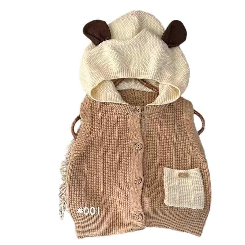 ニット キッズ 男の子 ニットベスト 帽子付き 秋冬 厚手 ウール混紡 ケーブル編み 無地 カジュアル 普段使い 80cm 90cm 100cm 110cm 120cm