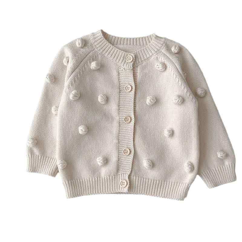 ニットカーディガン ベビー キッズ 丸首 コットン 長袖 春秋 乳幼児 子供服 男の子 女の子 手編み風 ボ..