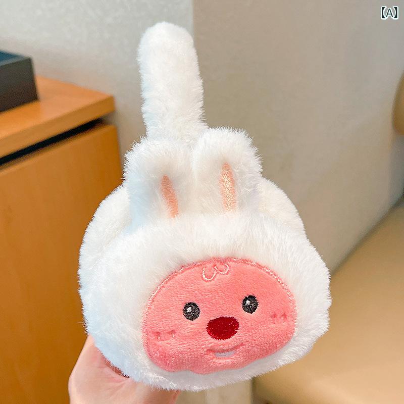 シャドーテールのイヤーマフ キッズ 子供用 女の子 男の子 耳当て 防寒 暖か あったか かわいい 猫耳 白 ピンク グレー ブラウン 秋冬 アウトドア｜アングル2