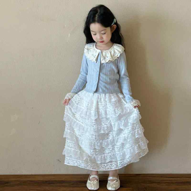 カーディガン キッズ 女の子 子供服 ニット 春秋 長袖 花柄 襟付き トップス かわいい おしゃれ 薄手 ..