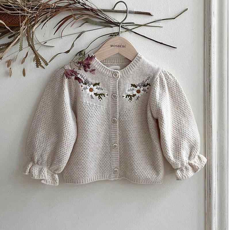 ニットカーディガン キッズ 女の子 ベビー服 花柄 長袖 ニットセーター アウター ...
