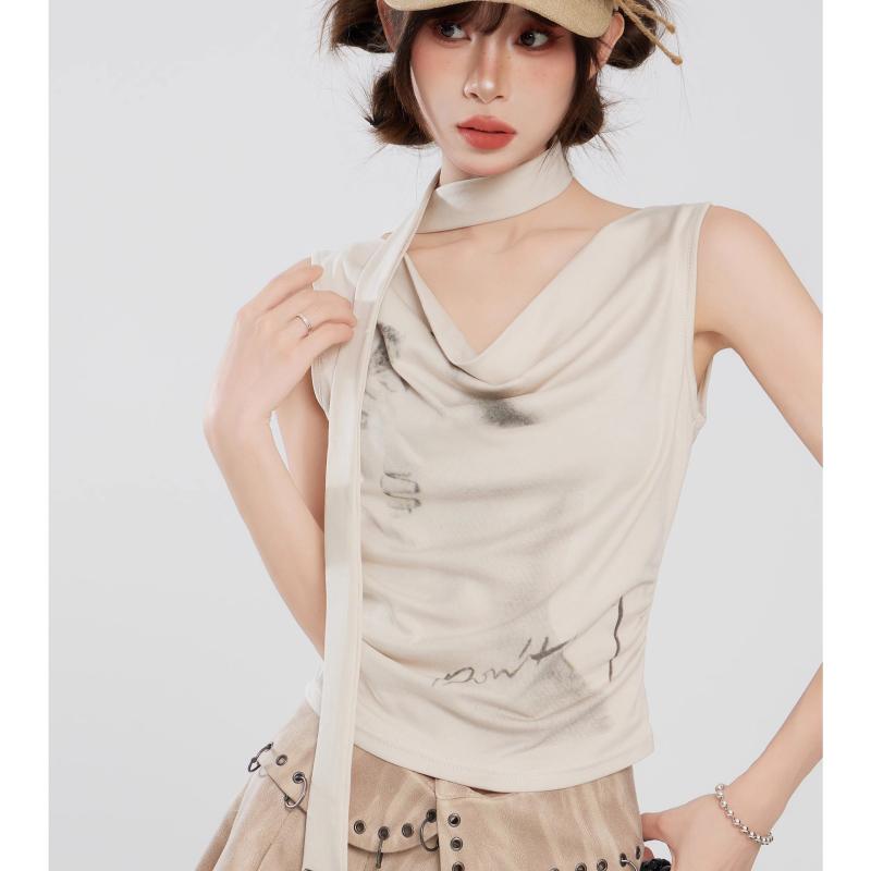 タンクトップ レディース モダール スタイリッシュ ノースリーブ ショート丈 トップス カットソー 無地..