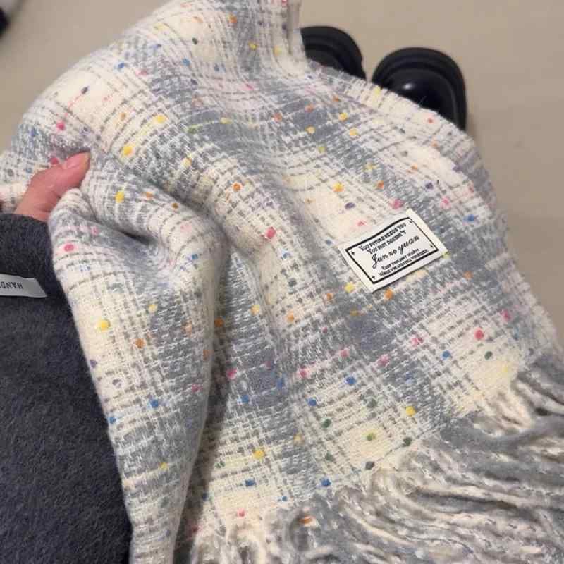 マフラー レディース 秋冬 格子柄 ショール ストール 暖かい ポリエステル 学生 防寒 200cm 大判 通勤 普段使い