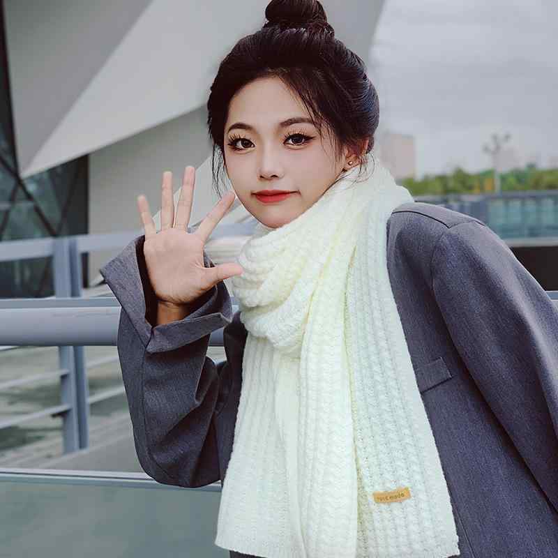 マフラー レディース 秋冬 韓国風 学生 原宿 ストリート カジュアル ニット 粗編み 防寒 米白色 黒 酒 красный Каки 焦糖 灰色 ピンク красный 白 190cm 32cm