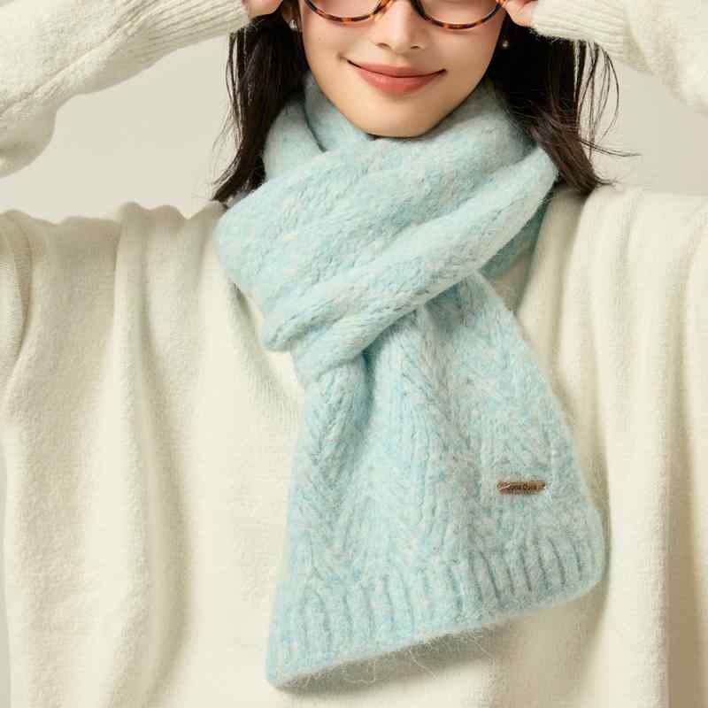 マフラー レディース アルパカ混 秋冬 防寒 韓国風 かわいい 無地 ミラード 厚手 ベージュ系 グレー系
