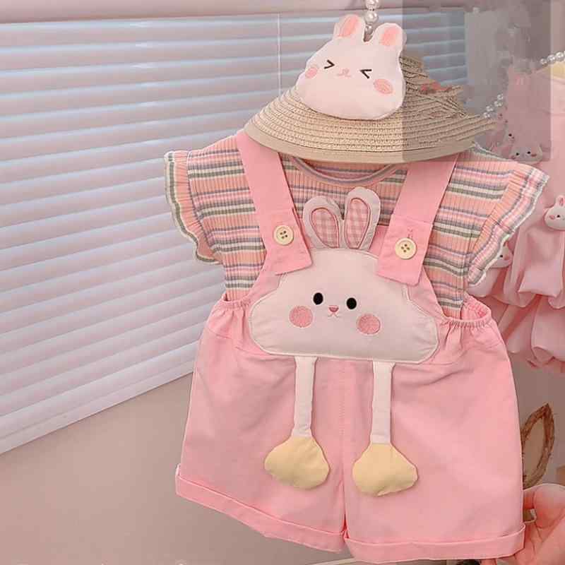 Rakuten - キッズ ベビー服 女の子 夏物 背広 ズボン 上下 セットアップ 薄手 子供服 かわいい カートゥーン ピンク系 ブルー 80cm 90cm 100cm 110cm 120cm