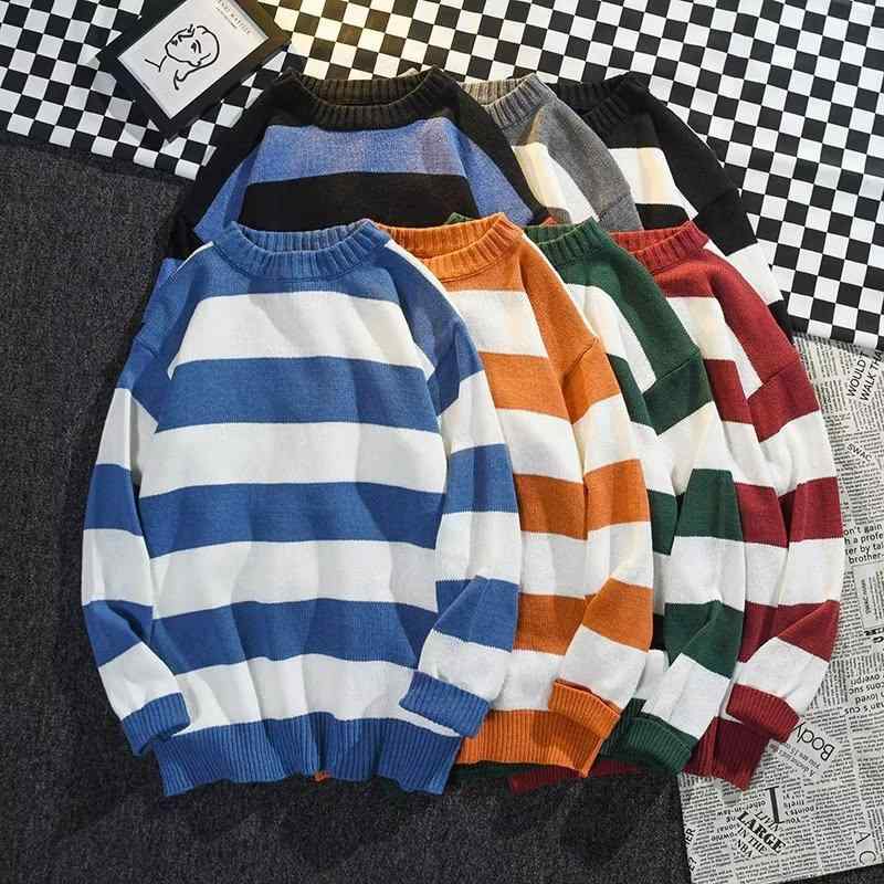 ・カテゴリ: ニット・スタイル: プルオーバー・フィット: ルーズ・ネックライン: ラウンドネック・袖丈: 長袖・厚さ: 普通・スタイル: 韓国風・ディテール: 配色・対象年齢: 18-24歳・生地: 化学繊維混紡・主な素材: ポリエステル・シーン: カジュアル・対象: 青少年、成人、男性・色: グリーン、グレー、ブラック/ブルー ストライプ・サイズ: M、L、XL、XXL・加工: アイロン不要