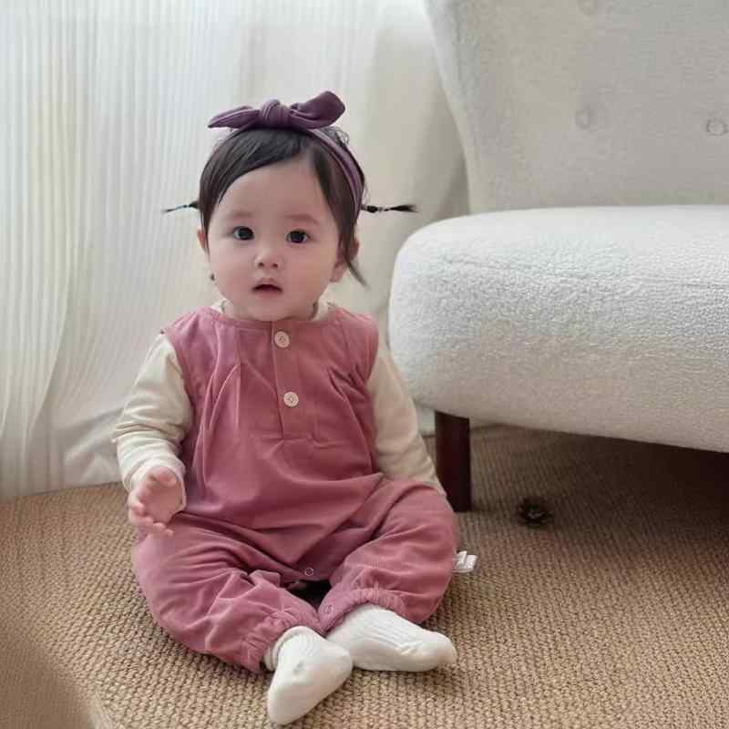 ベビー服 春秋 2点セット カバーオール パンツ 女の赤ちゃん うさぎ耳 かわいい 幼児 上下セット ポリエステル