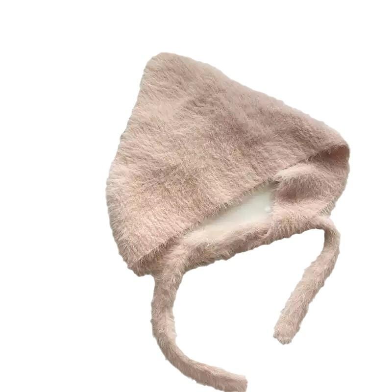 マフラー レディース 秋冬 ニット 無地 かわいい 三角巾 防寒 頭巾 ネックウォーマー ブルー グレー コーヒー色 グリーン ベージュ ピンク系 レッド ブラック パープル