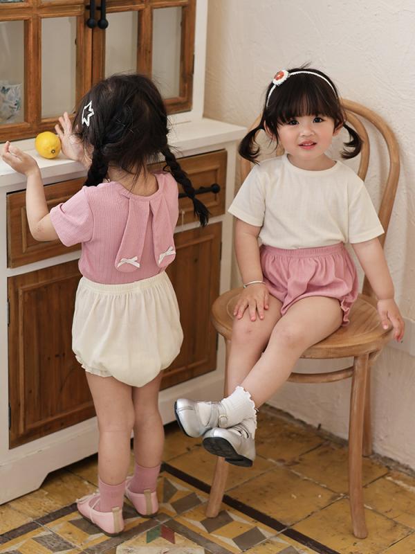 Rakuten - Tシャツ キッズ 女の子 半袖 かわいい ウサギ耳付き 子供服 カットソー 綿100% 薄手 夏 普段着 73CM 80cm 90cm 100cm