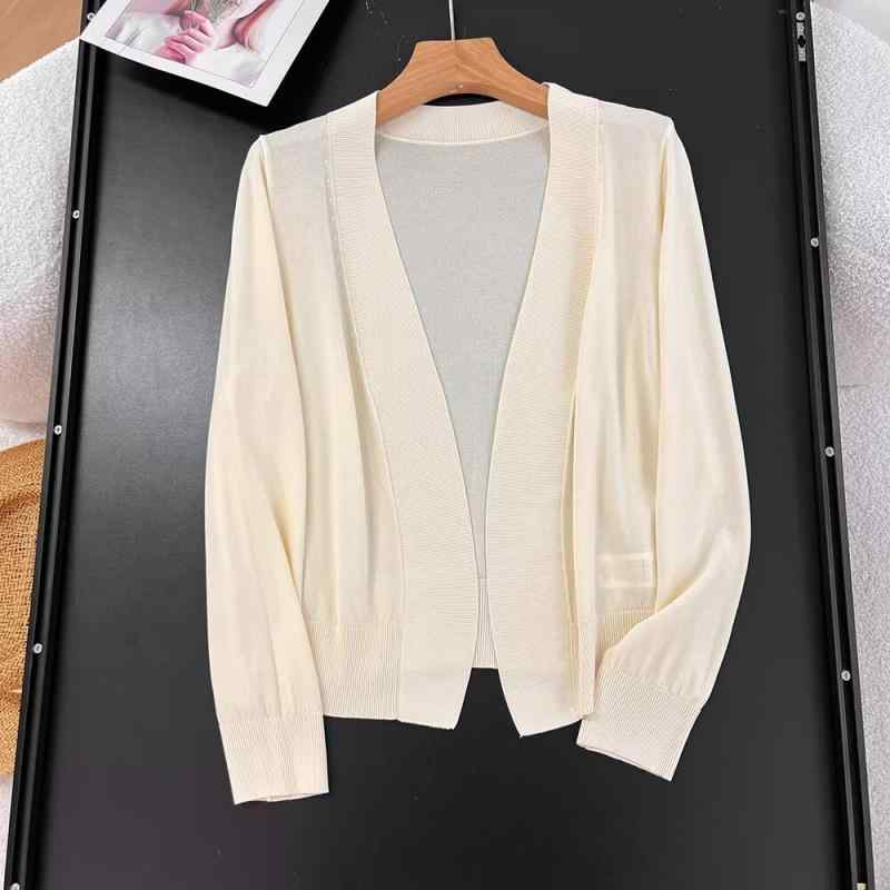 ニット レディース カーディガン 薄手 春夏 ポリエステル 紫外線対策 冷房対策 無地 きれいめ 通勤 オ..