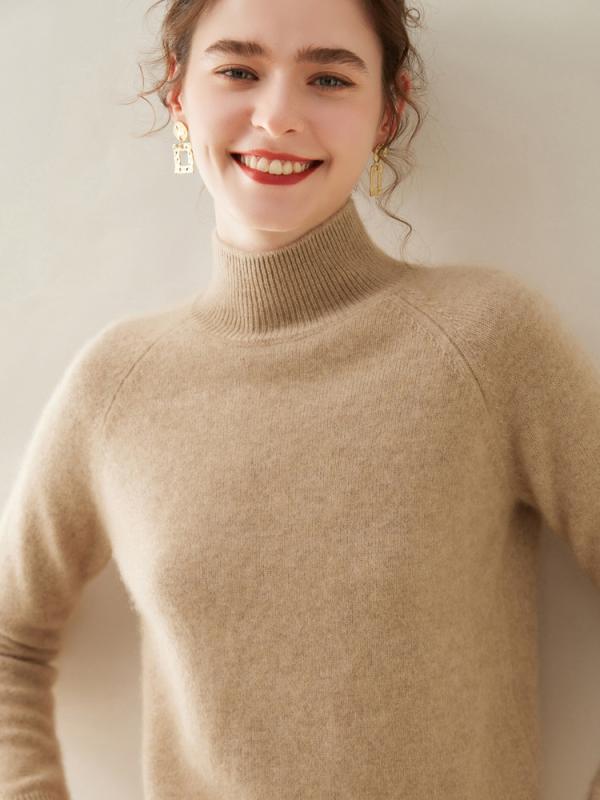 其它 - ニット レディース カシミヤ セーター ハーフネック 厚手 ゆったり ドロップショルダー ウール ニット トップス インナーウェア エレガント キャメル ブラック グレー パープル レッド ブラウン ホワイト ブルー