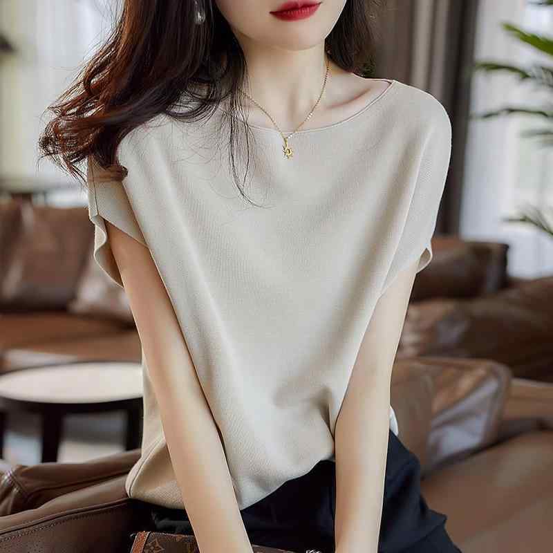 ニット レディース 半袖 Tシャツ 薄�