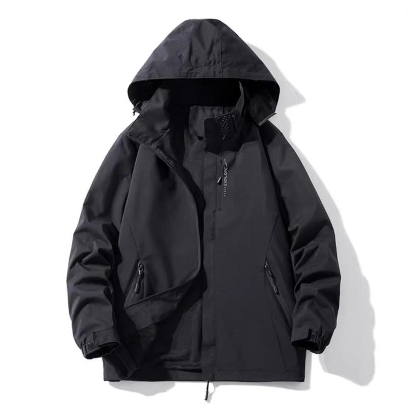 ジャケット メンズ 男性用 アウトドア ウェア スポーツ ブルゾン ジャンパー ジップアップ パーカー 無地 秋 アウター カジュアル スタイル 黒 ブラック グレー 紺 ネイビー ポリエステル