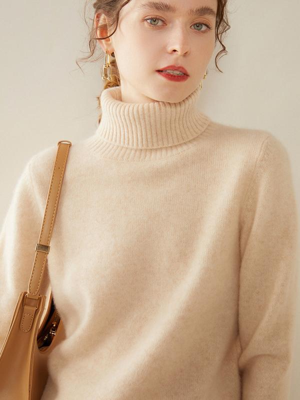 ニット セーター レディース カシミヤ100% ハイネック トップス 厚手 ゆったり 無地 プルオーバー カシミヤ 通勤 オフィス カジュアル 秋冬 青 桜色 赤 グレー ネイビー