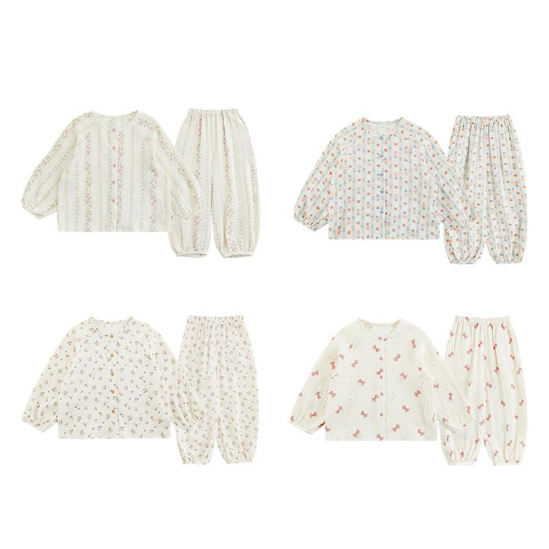 子供用パジャマ 上下セット 女の子 夏 綿100％ 長袖 長ズボン 薄手 接触冷感 涼感 通気性 吸湿性 かわ..