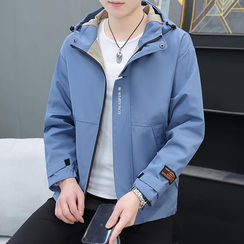 ジャケット メンズ 男性用 ブルゾン トップス ライトアウター スプリングコート カジュアル ミリタリー 無地 長袖 ポリエステル 春秋 米白色 グレー ブラック ブルー