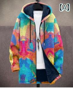 ジャケット 男性用 アウター 秋冬 ファッション 3Dプリント 個性派 ストリートスタイル ゆったり 長袖 ポリエステル スポーティー カジュアル