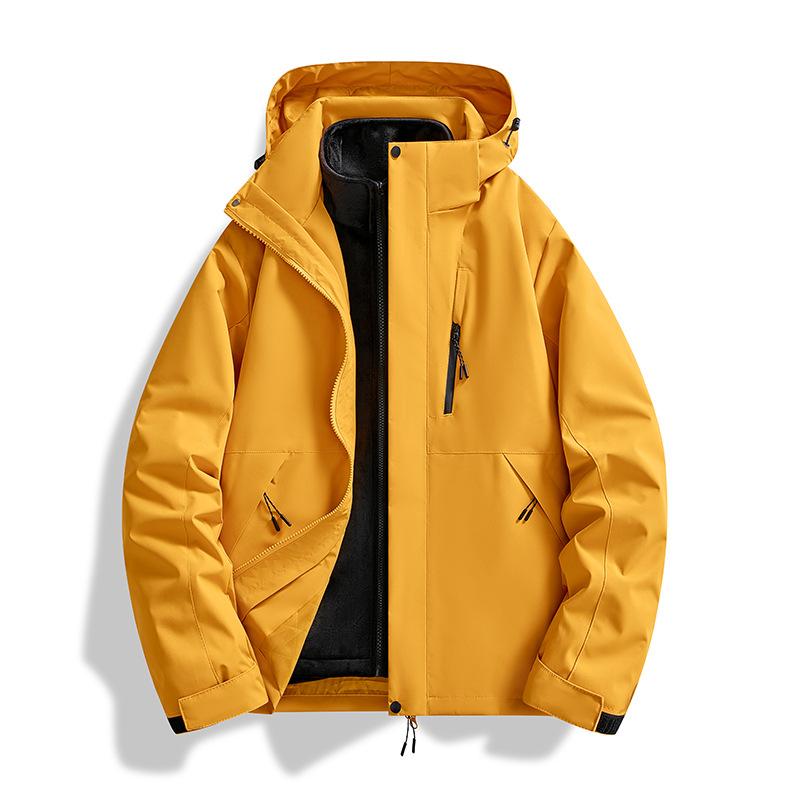 マウンテンパーカー レディース メンズ 防風 防水 登山ウェア アウトドアウェア 取り外し可能 フリースインナー付き 2点セット 撥水 透湿性 多機能 秋冬 春夏 オレンジ イエロー パープル レッド ブラウン ブラック ピンク ブルー