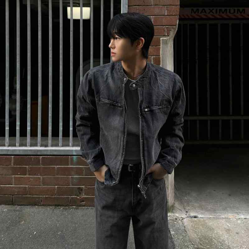 Other - ジャケット メンズ Gジャン デニムジャケット 春物 立襟 長袖 コットン ゆったり ブラック ポケット