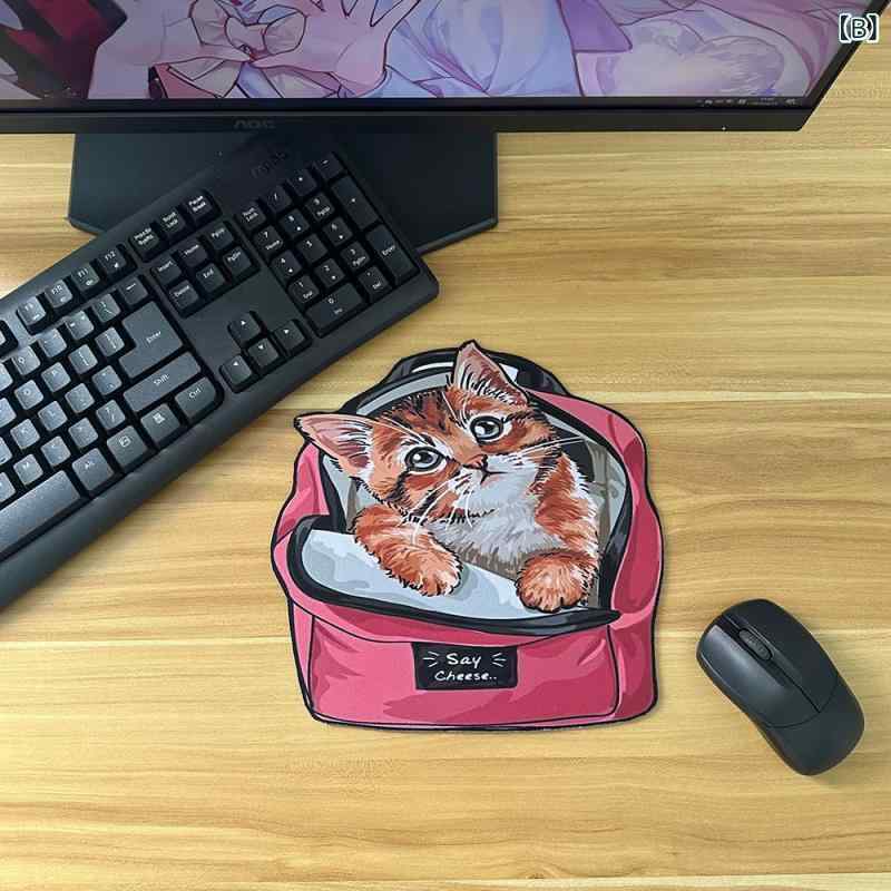 マウスパッド かわいい 猫耳型 アニマル レッド 赤色 ゴム製 デスクマット 小型