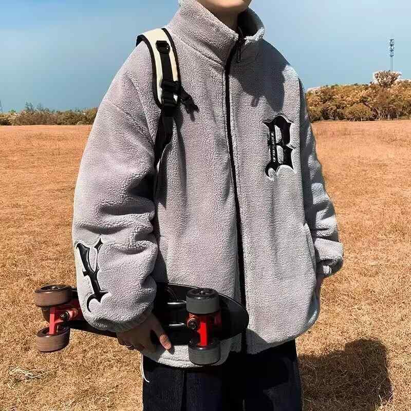 ジャケット メンズ ボアブルゾン 大寸サイズ 立襟 秋冬 厚手 防寒 普段使い 耐摩耗 ブラック グレー