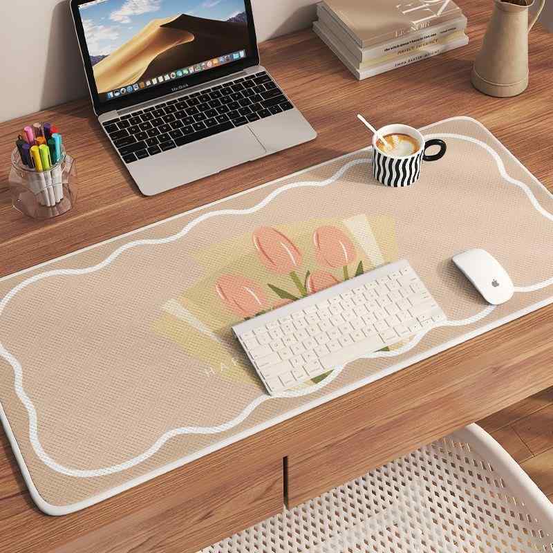 デスクマット 接触冷感 オフィス 布製 滑り止め 冷却 涼感 デスク テーブル マット 事務用品 郁金香 花..