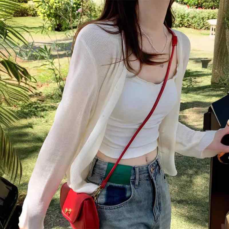 カーディガン レディース 接触冷感 薄手 ニット トップス 春夏 冷房対策 UVカット 長袖 Vネック 紫外線..