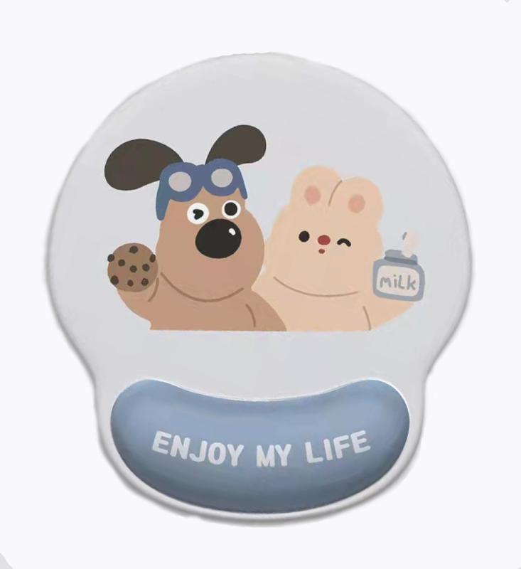 マウスパッド レディース かわいい クマ柄 3D シリコン 疲労軽減 リストレスト 手首サポート ゲルクッション付き 布製 アームレスト(2.0)