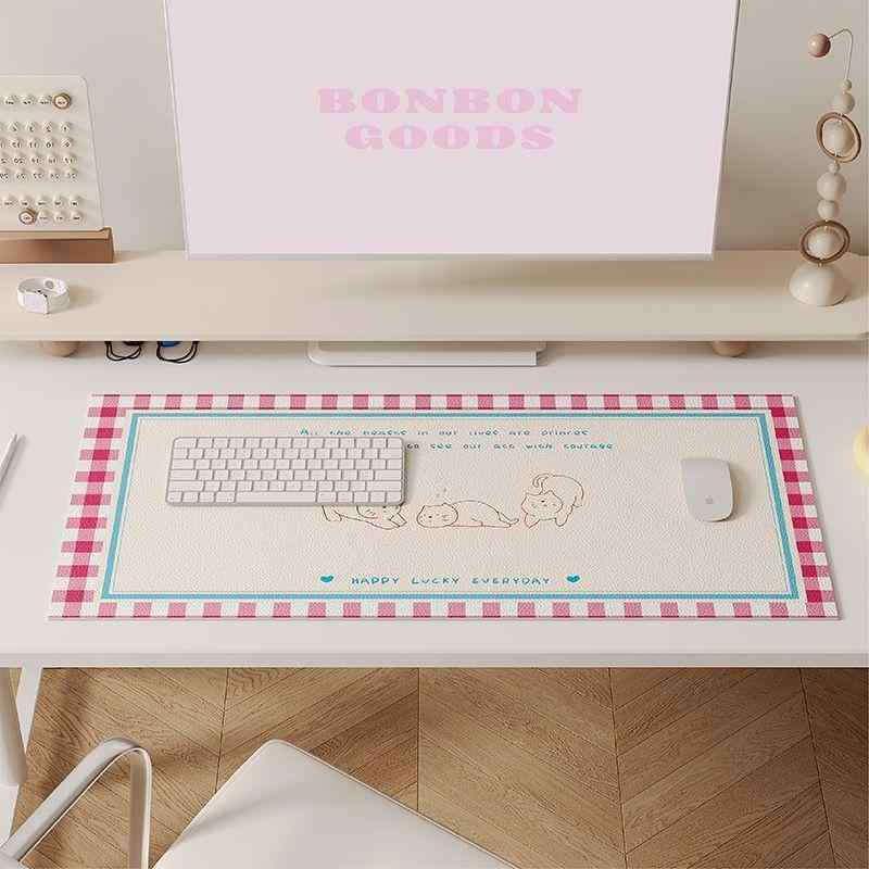 マウスパッド レディース デスクマット レザー 猫柄 ネコ ねこ 防水 防油 かわいい パソコン オフィス ..