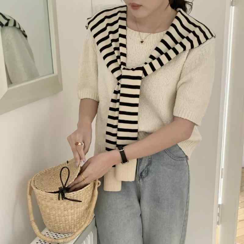 ストール レディース 薄手 春夏 冷房対策 ボーダー柄 ショール 紫外線対策 日焼け止め 米色 黒 白 緑 青 桃色 ピンク カーキ グレー イエロー