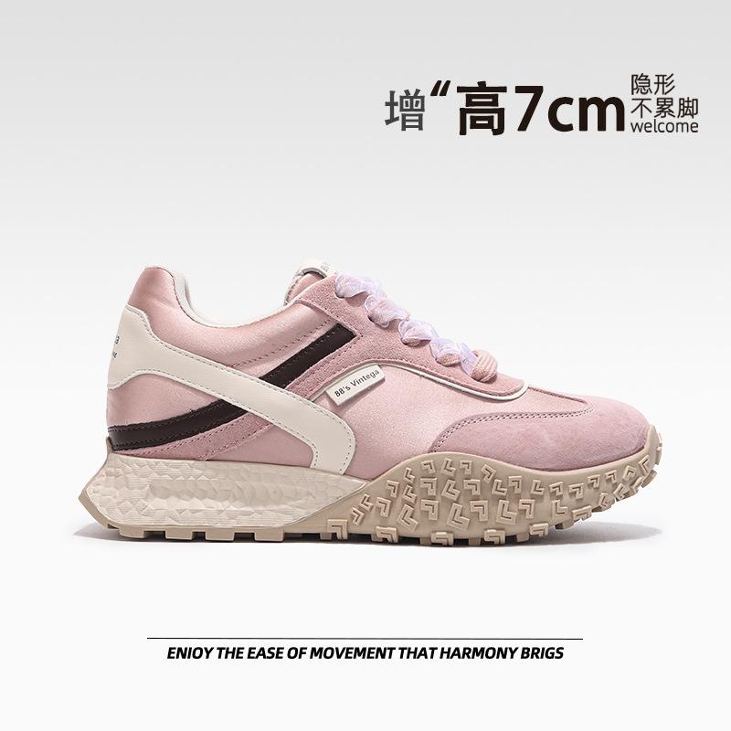 スニーカー レディース 厚底 スニーカー インヒール 背が高くなる 美脚効果 クッション性 運動靴 ランニングシューズ ウォーキングシューズ ピンク系
