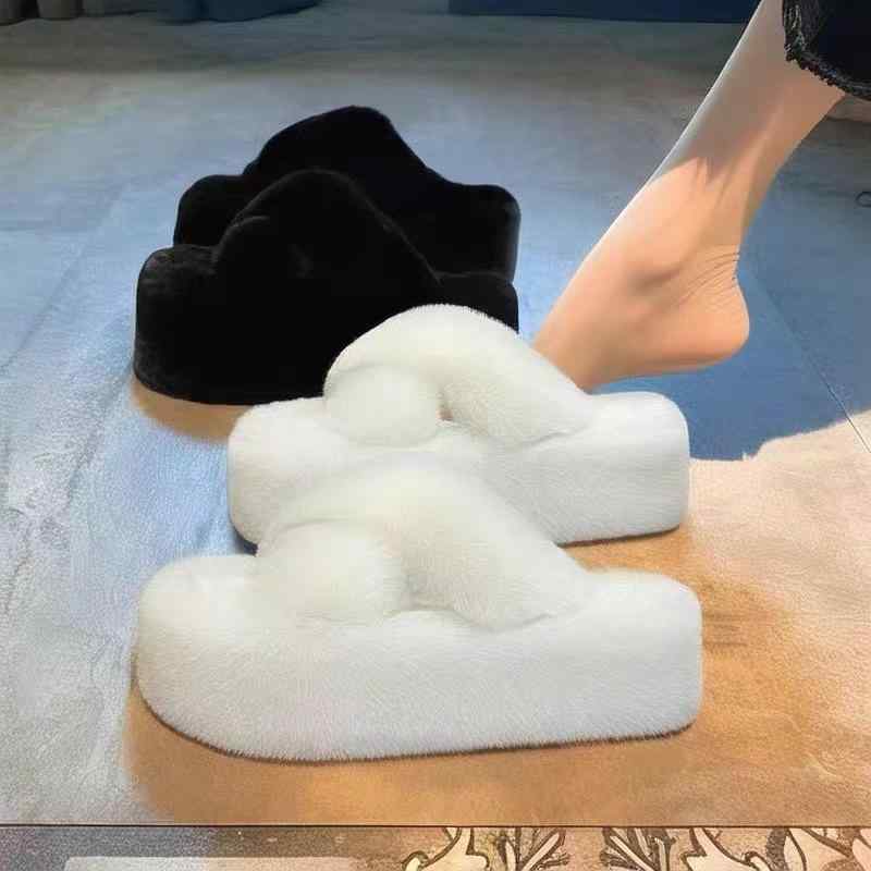 スリッパ レディース 厚底 4cm 4.5cm 7cm প্ল্যাটフォームソール ラバーソール 疲れない 暖かい かわいい 韓国風 ふわふわ もこもこ 滑り止め 履きやすい 歩きやすい 普段使い