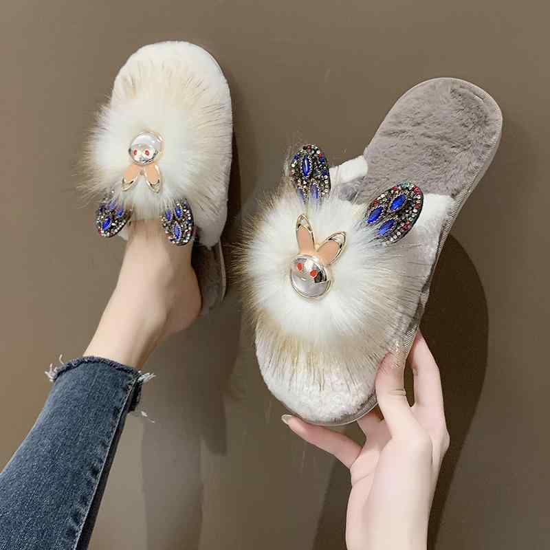 ルームシューズ レディース 秋冬 かわいい ウサギ スリッパ 室内履き 暖かい 防寒 もこもこ ふわふわ ..