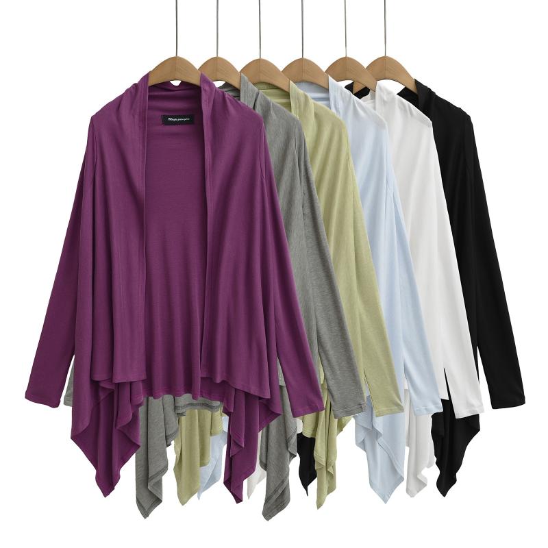 カーディガン レディース 天竺 ショールカラー Vネック 長袖 コットン 無地 薄手 ショート丈 春夏 通勤 オフィス 冷房対策 ホワイト ブラック グレー パープル ブルー グリーン