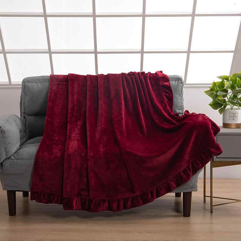 毛布 ブランケット 厚手 フランネル 珊瑚マイヤー 韓国風 無地 オフィス ひざ掛け 肩掛け 北欧風 ヨーロッパ風 ポリエステル 果緑 紺 ワインレッド ライトブラウン アイボリー オレンジ グリーン 130cm 150cm 秋冬