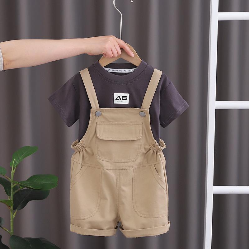 子供用セットアップ 半袖Tシャツ オーバーオール風ショートパンツ 2点セット 夏服 ...