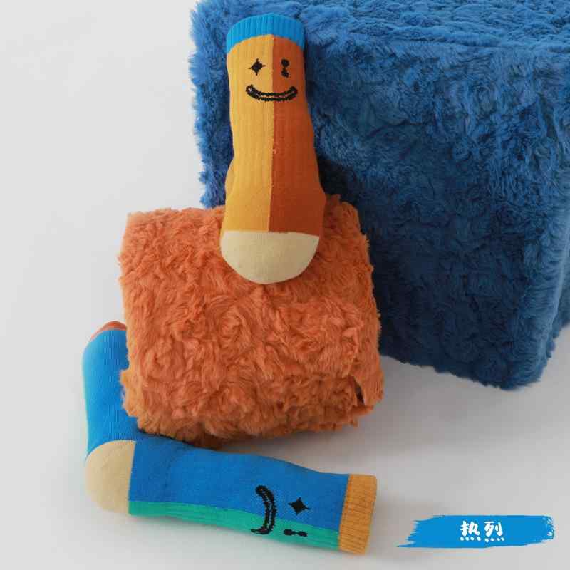 靴下 レディース 精梳綿 ソックス 中筒丈 アシンメトリー 配色 カジュアル スタイル 秋冬 36-42サイズ