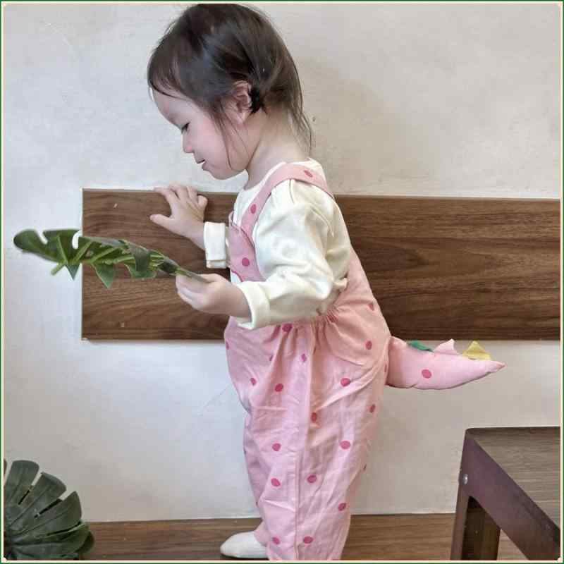 キッズ 背 সাসpenders パンツ 春秋 かわいい 恐竜の尻尾付き コットン 長ズボン 女の子 普段使い