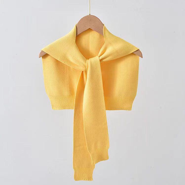 ショール レディース 春夏 ストライプ 薄手 ニット 小さめ 正方形 日韓風 かわいい 冷房対策 ホワイト イエロー ブルー ブラック