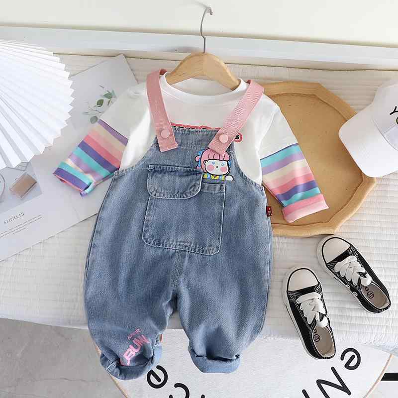 シャドーテールのベビー サロペット 春秋 子供服 1歳 男児 ファッション 2歳 幼児 赤ちゃん パンツ セットアップ 綿 ピンク系｜アングル2