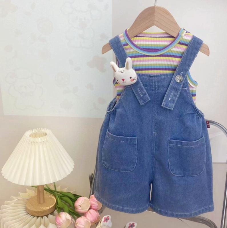 子供用タンクトップ & パンツ セットアップ 女の子 夏服 上下セット かわいい サロペット 韓国風 ベビーウェア 薄手 ピンク イエロー ブルー 73CM 80cm 90cm 100cm 110cm 120cm