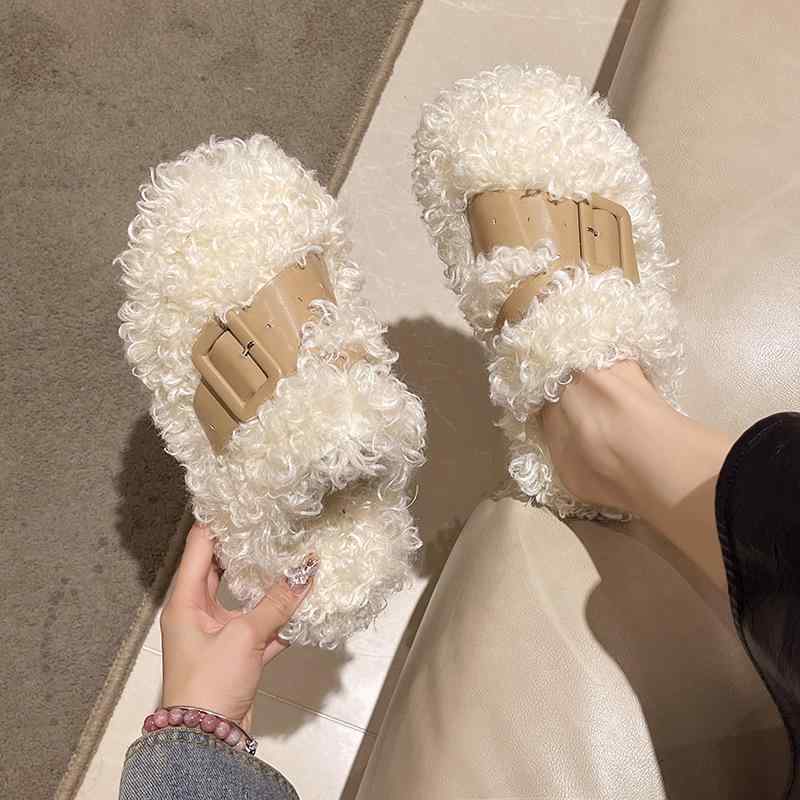 スリッパ レディース 厚底 ファー サボ 外履き 室内履き ボアつき あったか 防寒 スノーブーツ プラッ..