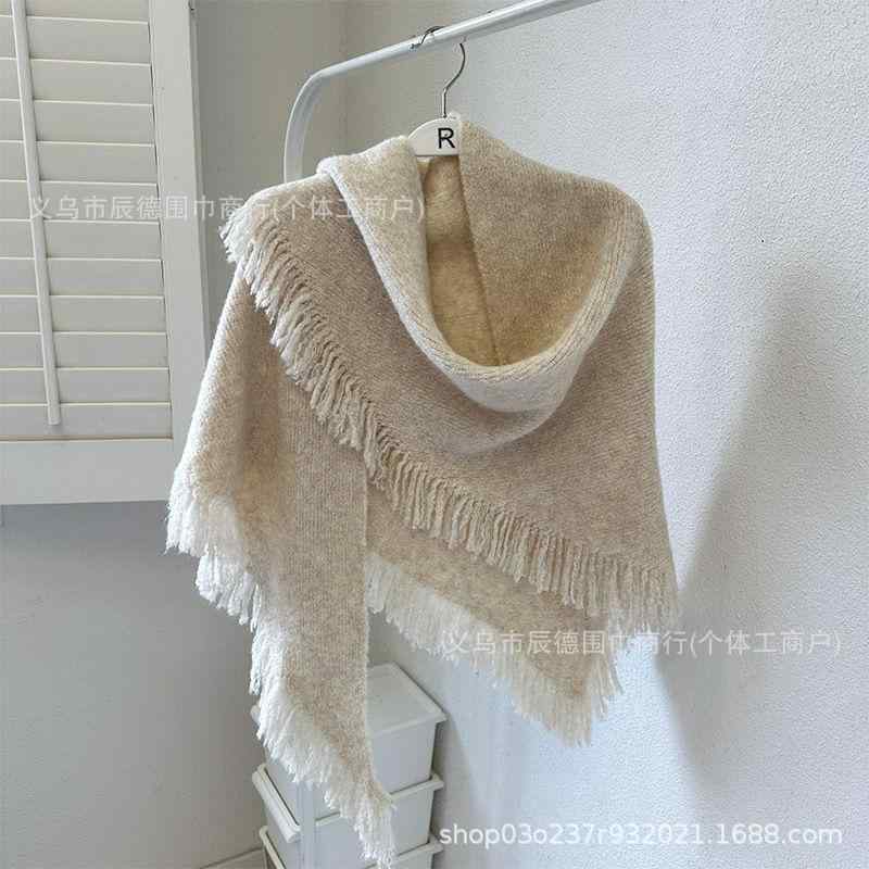 ストール レディース 秋冬 羊毛混紡 ニット 高級感 韓国風 防寒 保温 ショール 三角巾 ひざ掛け 肩掛け マフラー グレー ブラック