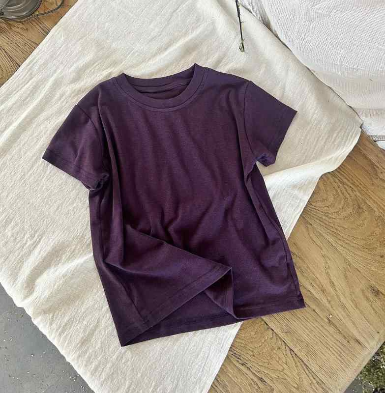 キッズ 子供用 夏服 パンツ コットン 格子柄 サロペットパンツ カジュアルパンツ 黒白格子 紫色Tシャツ 90cm 100cm 110cm 120cm 130cm 140cm