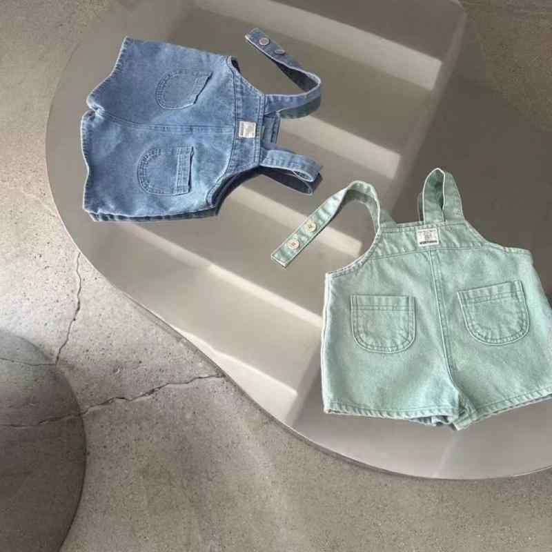 キッズ ベビー デニム オーバーオール ショートパンツ 春夏 男女兼用 子供服 ブル...