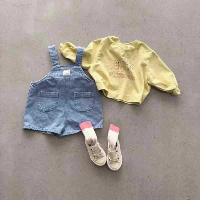 キッズ ベビー デニム オーバーオール ショートパンツ 春夏 男女兼用 子供服 ブル...
